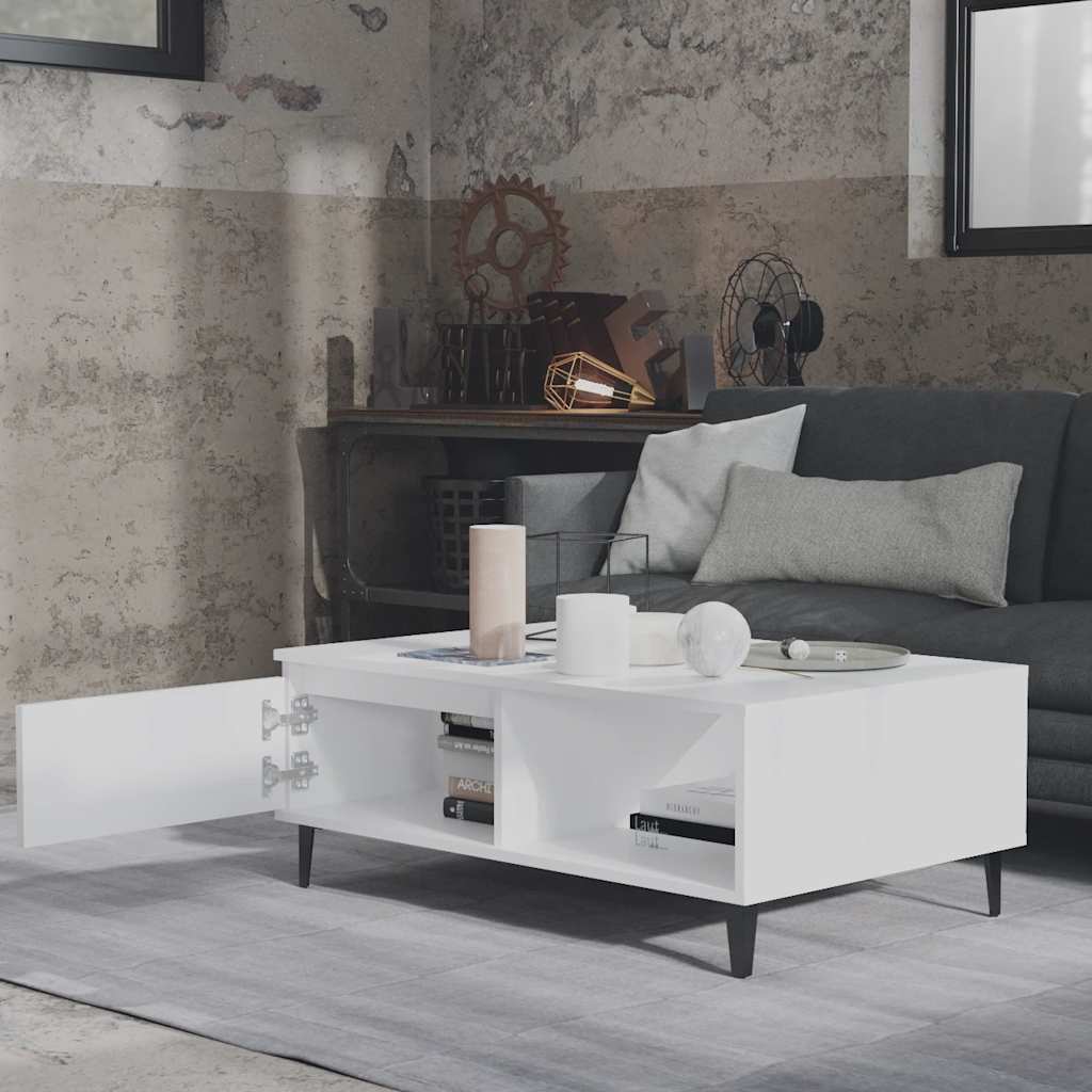 Tavolino da Salotto Bianco 90x60x35 cm in Legno Multistrato | homemem39