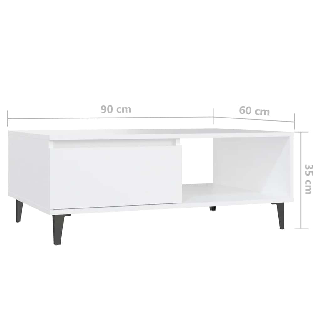 Tavolino da Salotto Bianco 90x60x35 cm in Legno Multistrato | homemem39