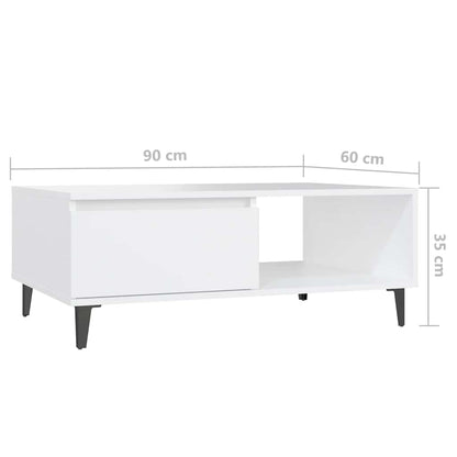 Tavolino da Salotto Bianco 90x60x35 cm in Legno Multistrato | homemem39