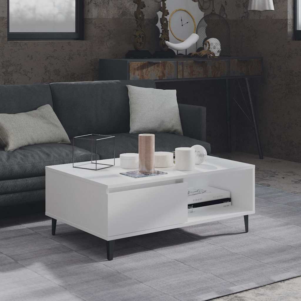 Tavolino da Salotto Bianco 90x60x35 cm in Legno Multistrato