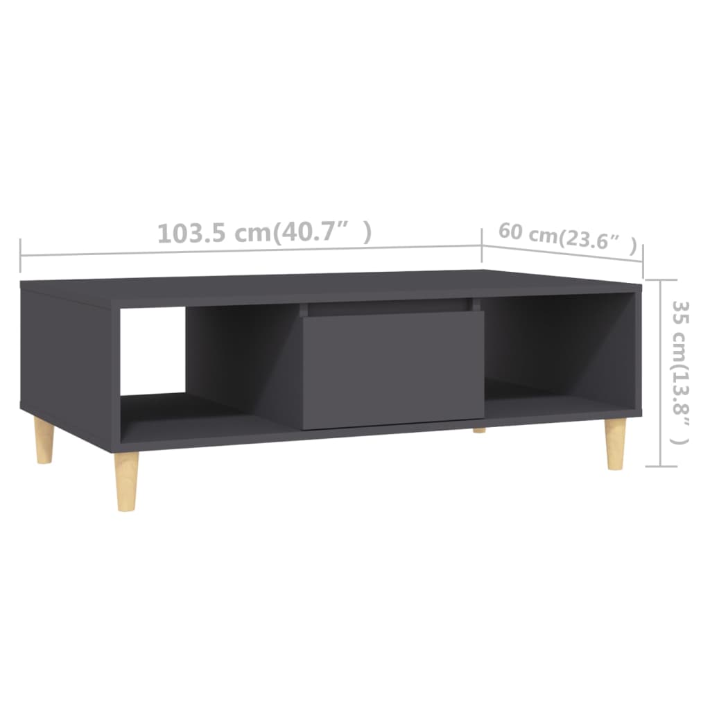 Tavolino da Salotto Grigio 103,5x60x35 cm in Legno Multistrato | homemem39