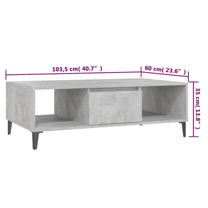 Tavolino Salotto Grigio Cemento 103,5x60x35cm Legno Multistrato | homemem39
