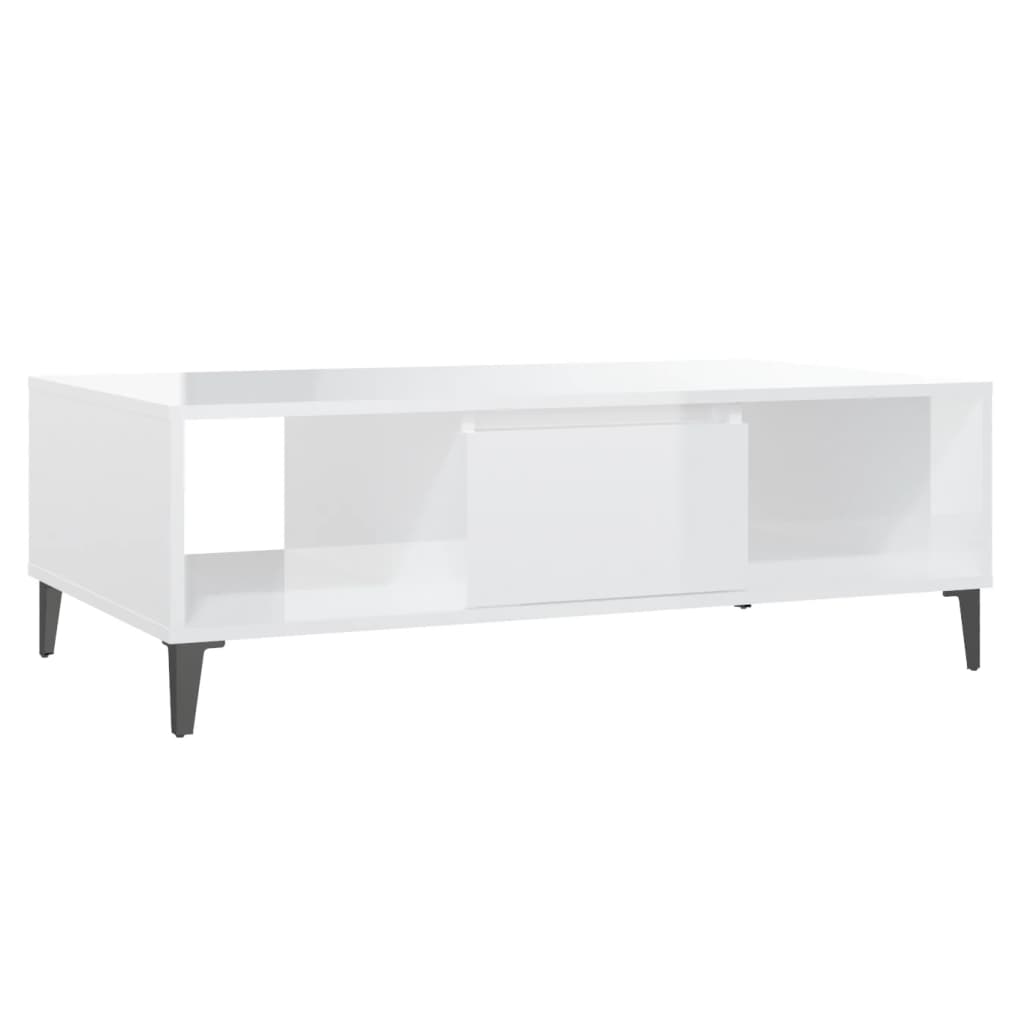 Tavolino Salotto Bianco Lucido 103,5x60x35 cm Legno Multistrato | homemem39