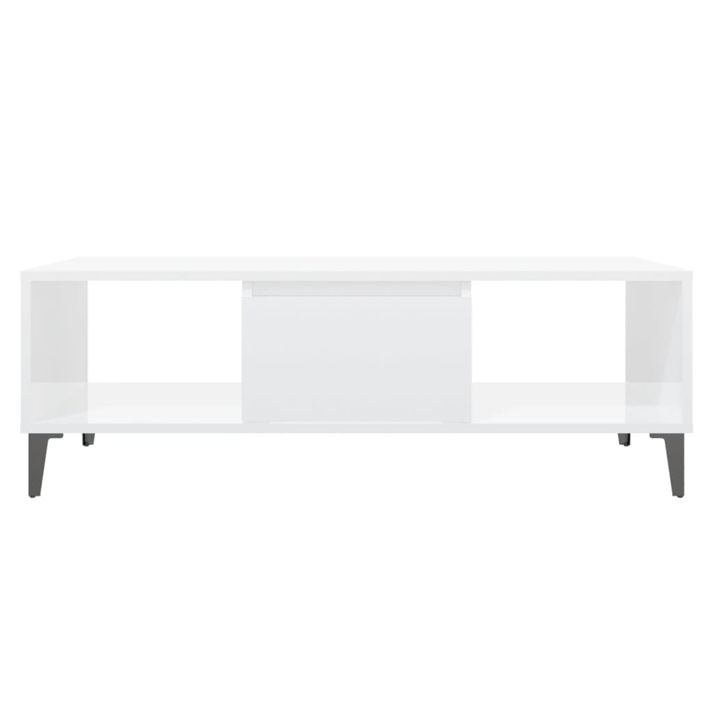 Tavolino Salotto Bianco Lucido 103,5x60x35 cm Legno Multistrato | homemem39