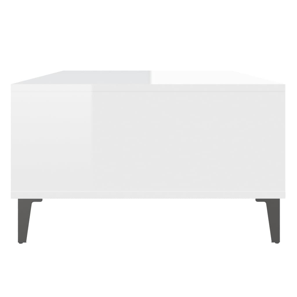 Tavolino Salotto Bianco Lucido 103,5x60x35 cm Legno Multistrato | homemem39