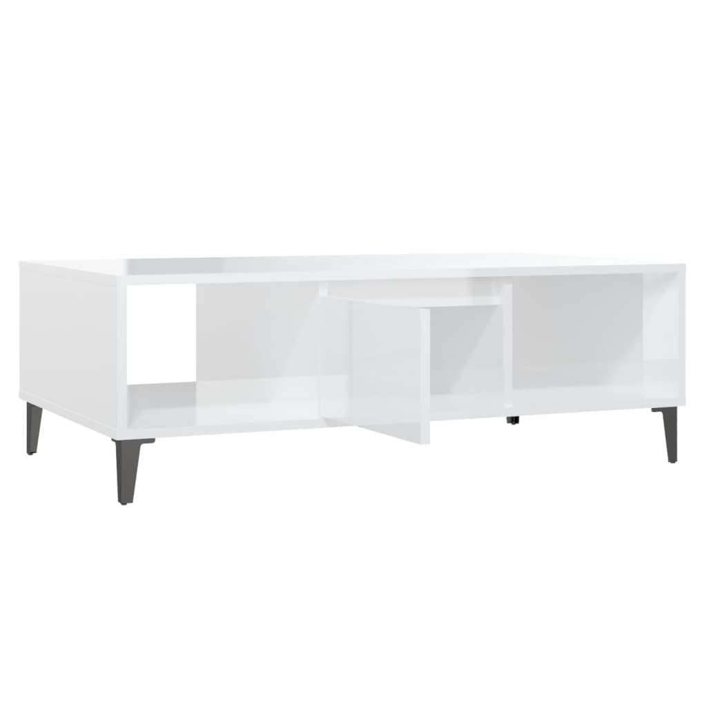 Tavolino Salotto Bianco Lucido 103,5x60x35 cm Legno Multistrato | homemem39