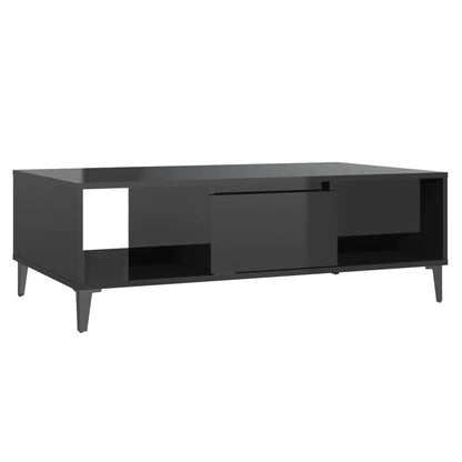 Tavolino da Salotto Nero Lucido 103,5x60x35cm Legno Multistrato | homemem39