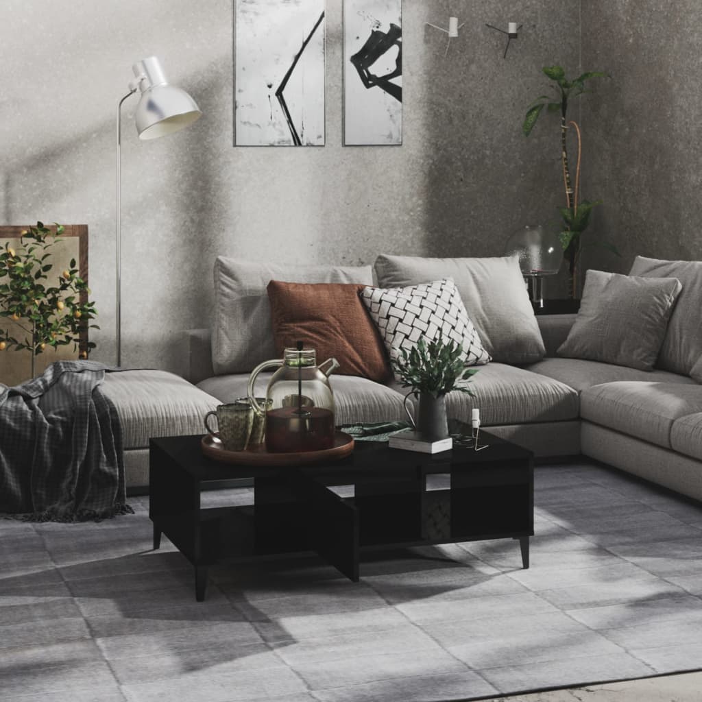 Tavolino da Salotto Nero Lucido 103,5x60x35cm Legno Multistrato | homemem39