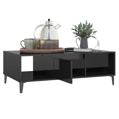 Tavolino da Salotto Nero Lucido 103,5x60x35cm Legno Multistrato