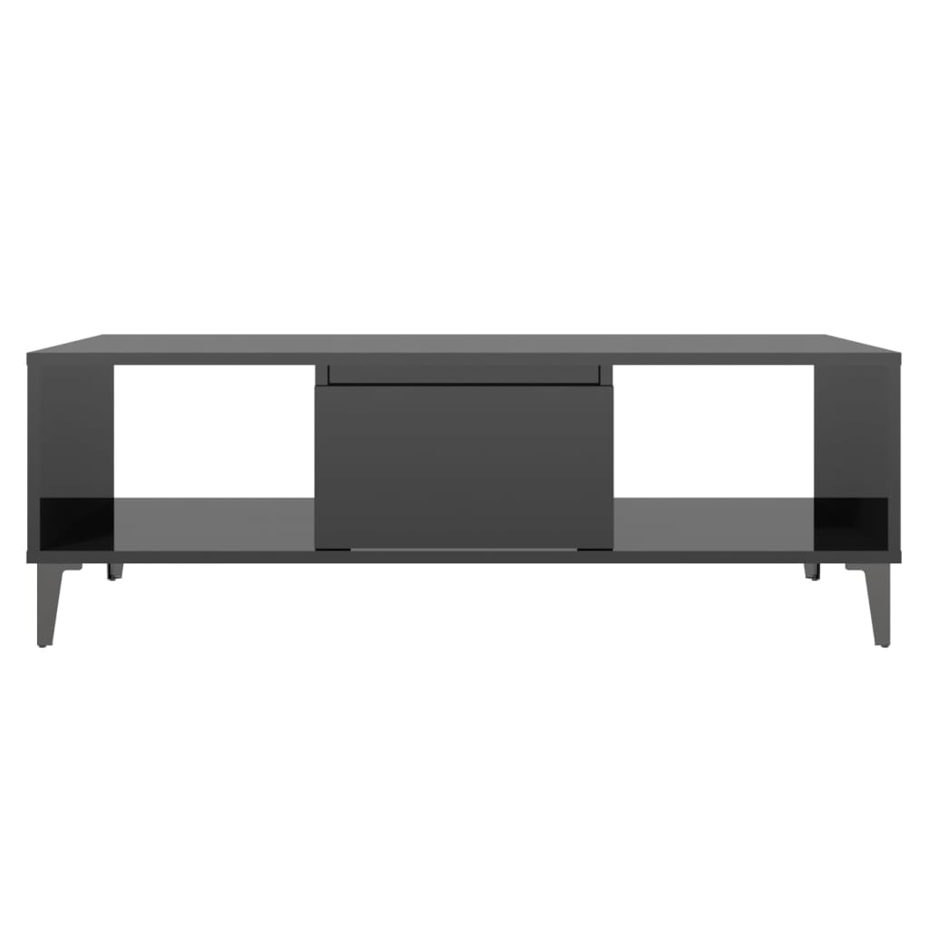 Tavolino da Salotto Nero Lucido 103,5x60x35cm Legno Multistrato | homemem39