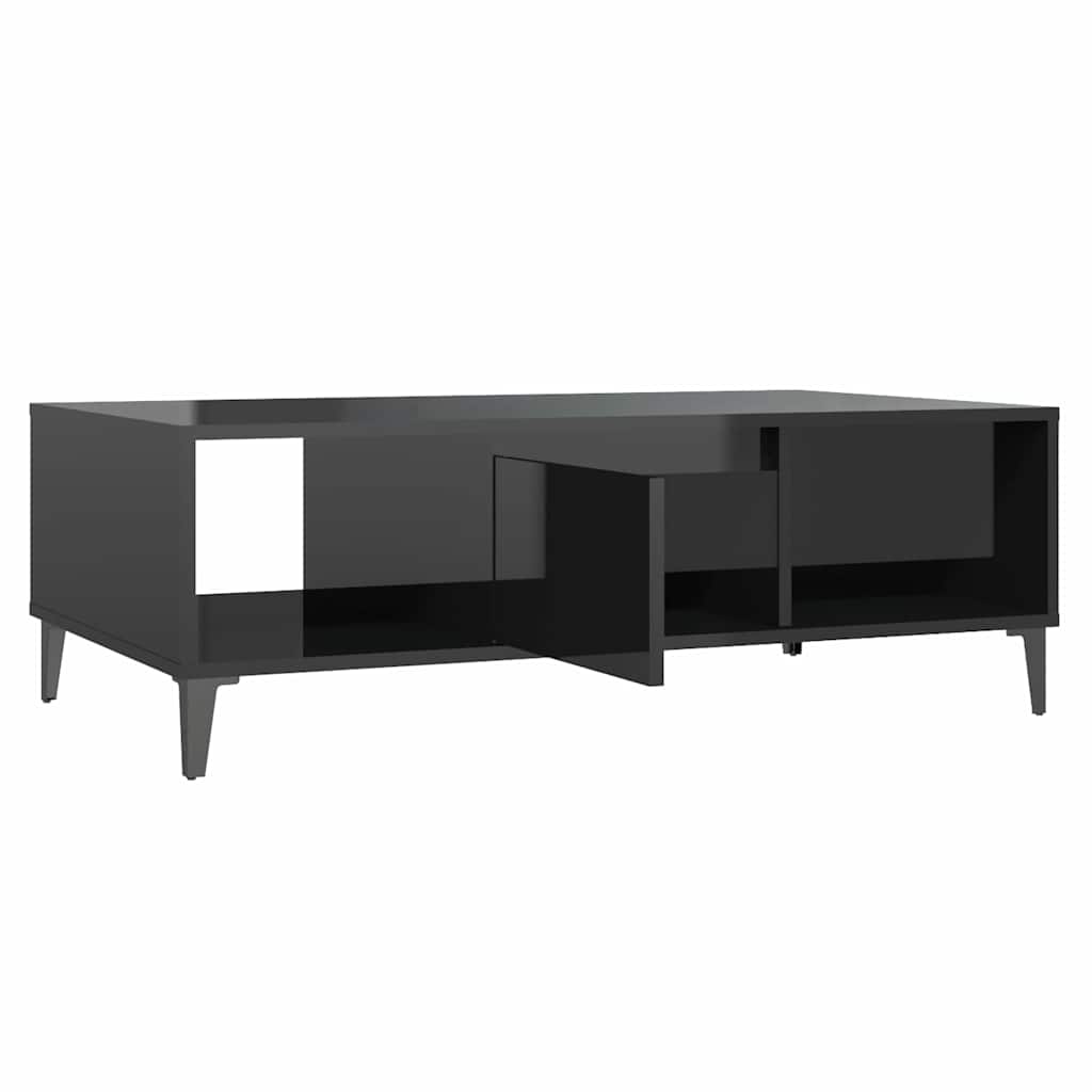 Tavolino da Salotto Nero Lucido 103,5x60x35cm Legno Multistrato