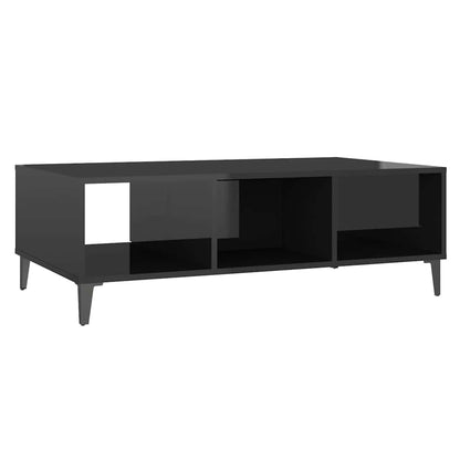 Tavolino da Salotto Nero Lucido 103,5x60x35cm Legno Multistrato