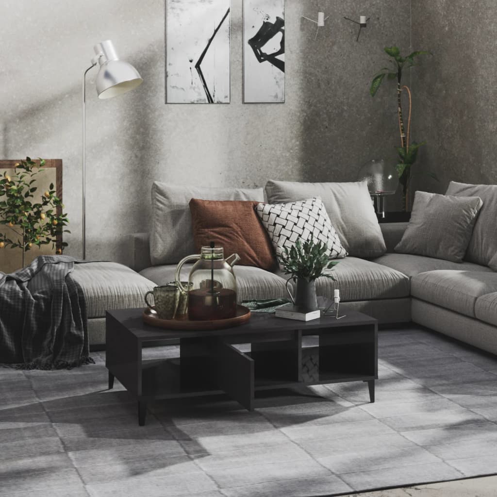 Tavolino Salotto Grigio Lucido 103,5x60x35cm Legno Multistrato | homemem39