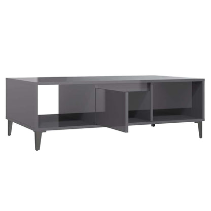 Tavolino Salotto Grigio Lucido 103,5x60x35cm Legno Multistrato | homemem39