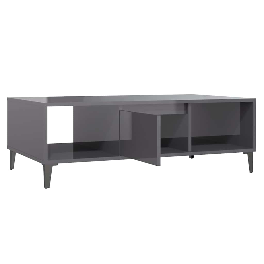 Tavolino Salotto Grigio Lucido 103,5x60x35cm Legno Multistrato