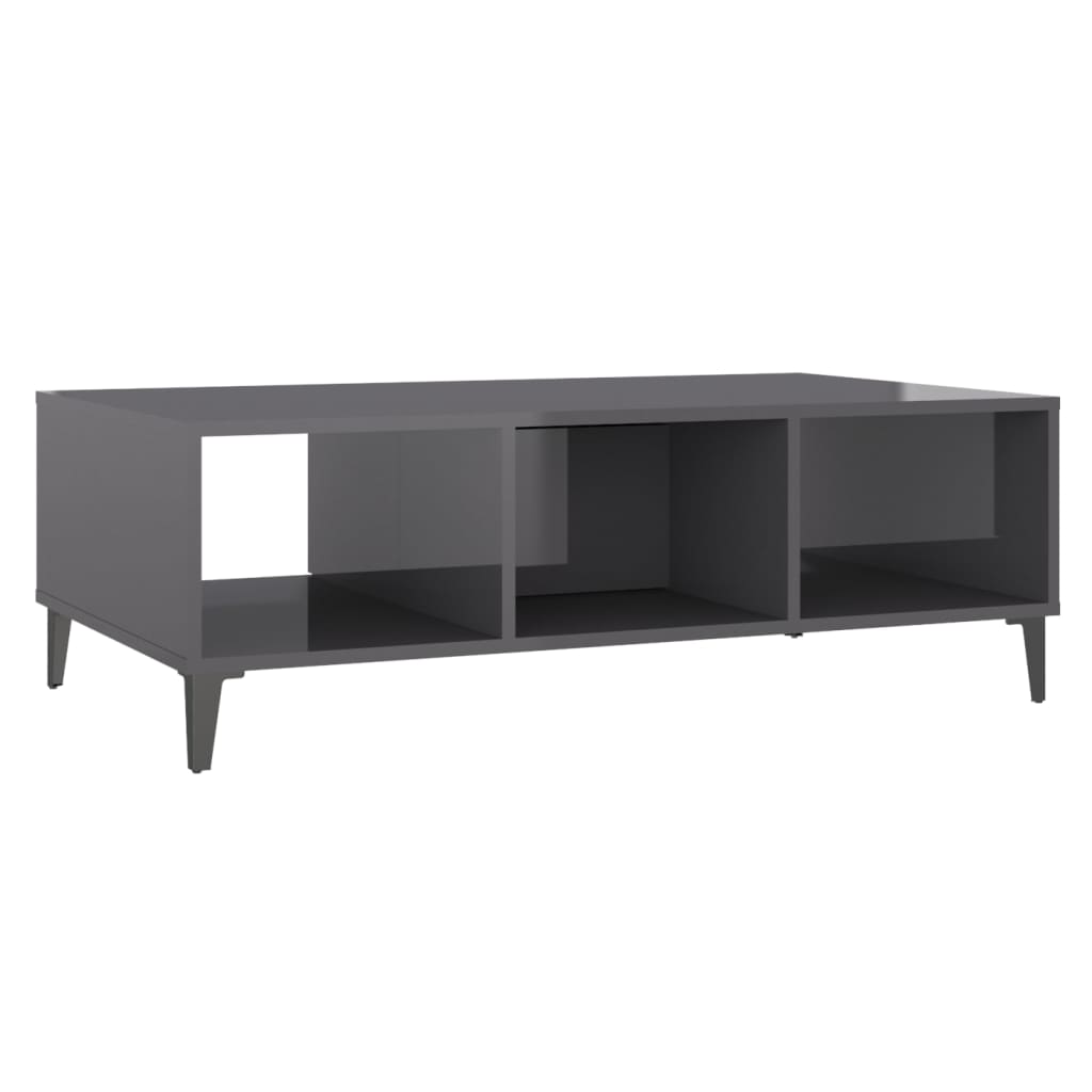 Tavolino Salotto Grigio Lucido 103,5x60x35cm Legno Multistrato | homemem39