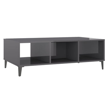 Tavolino Salotto Grigio Lucido 103,5x60x35cm Legno Multistrato | homemem39