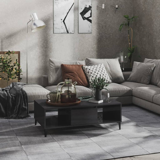 Tavolino Salotto Grigio Lucido 103,5x60x35cm Legno Multistrato | homemem39