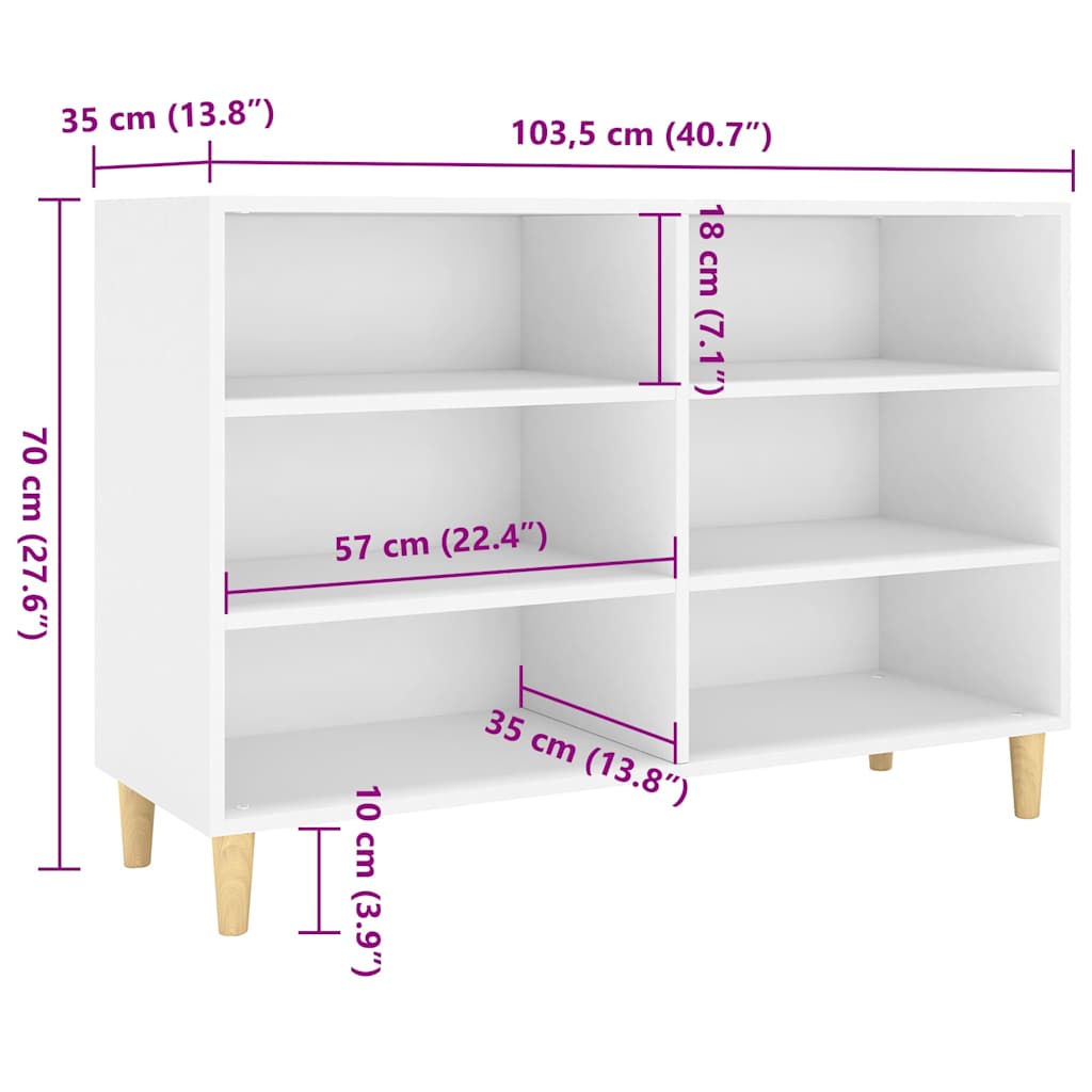 Credenza Bianca 103,5x35x70 cm in Legno Multistrato