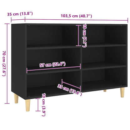 Credenza Nera 103,5x35x70 cm in Legno Multistrato