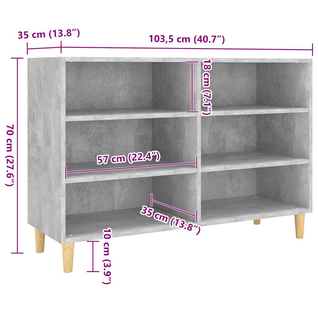 Credenza Grigio Cemento 103,5x35x70 cm in Legno Multistrato