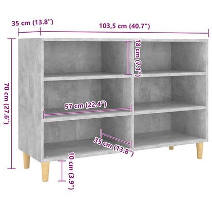 Credenza Grigio Cemento 103,5x35x70 cm in Legno Multistrato