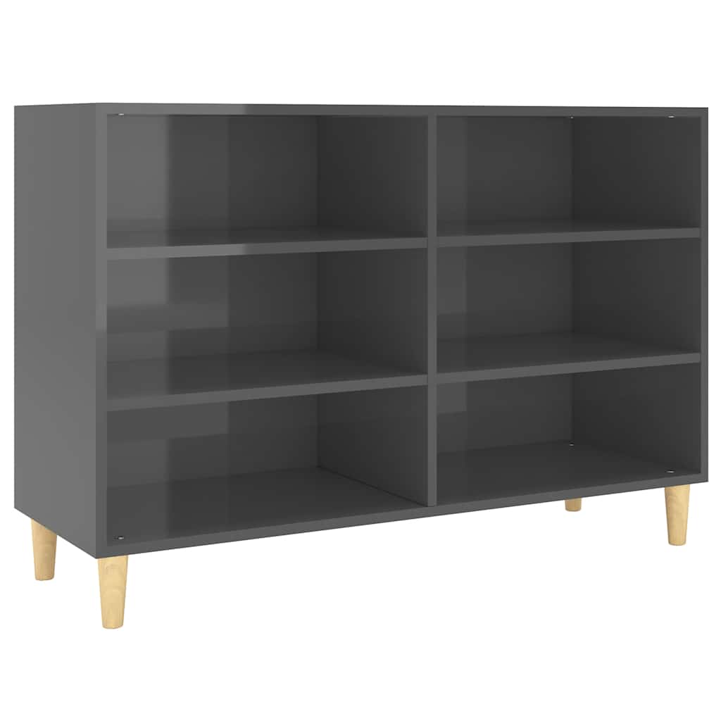 Credenza Grigio Lucido 103,5x35x70 cm in Legno Multistrato