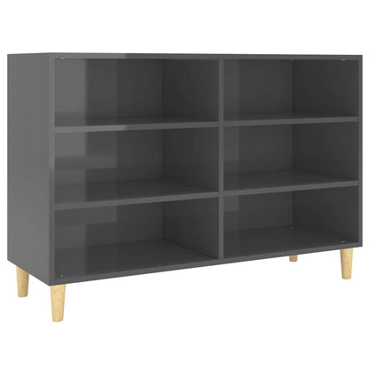 Credenza Grigio Lucido 103,5x35x70 cm in Legno Multistrato