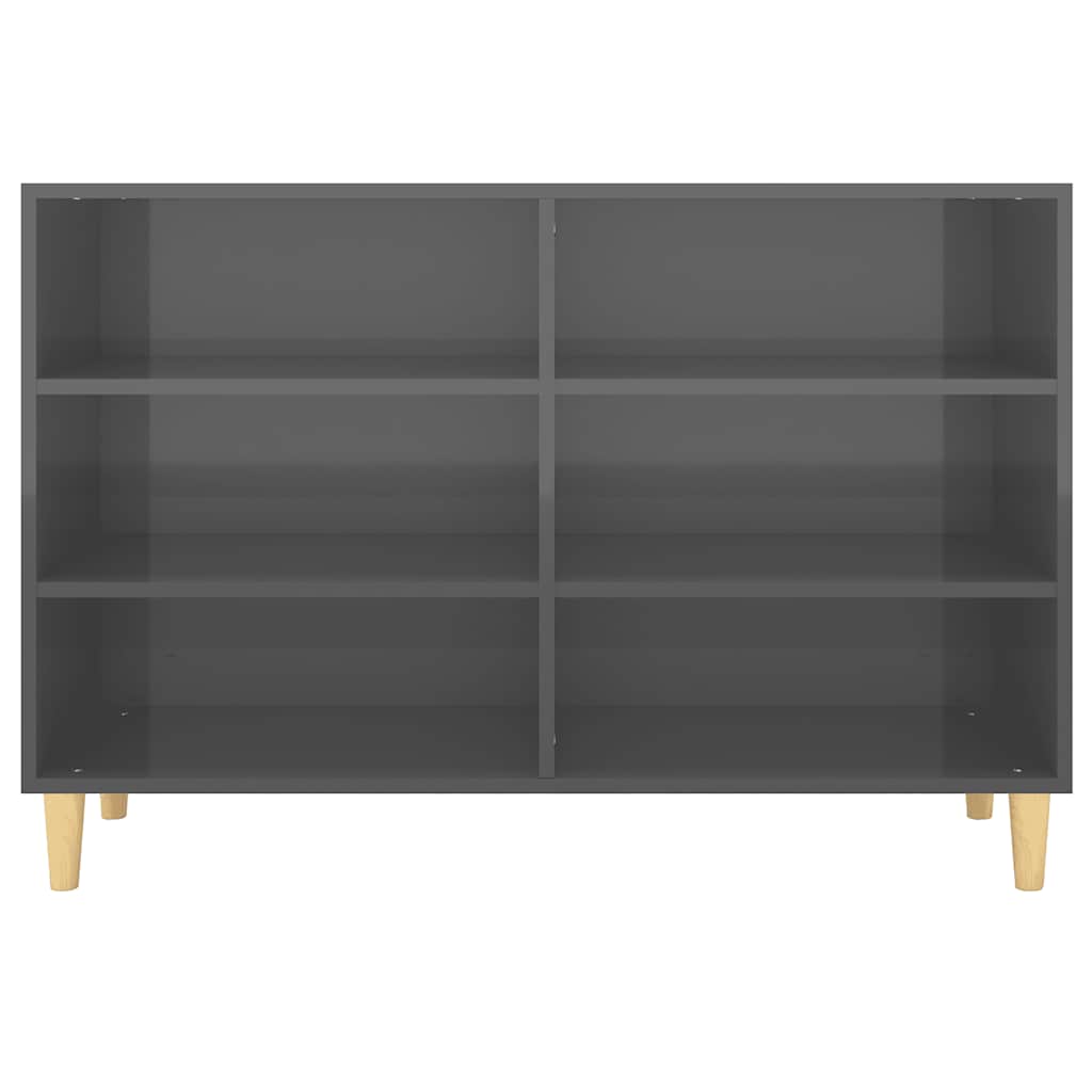 Credenza Grigio Lucido 103,5x35x70 cm in Legno Multistrato
