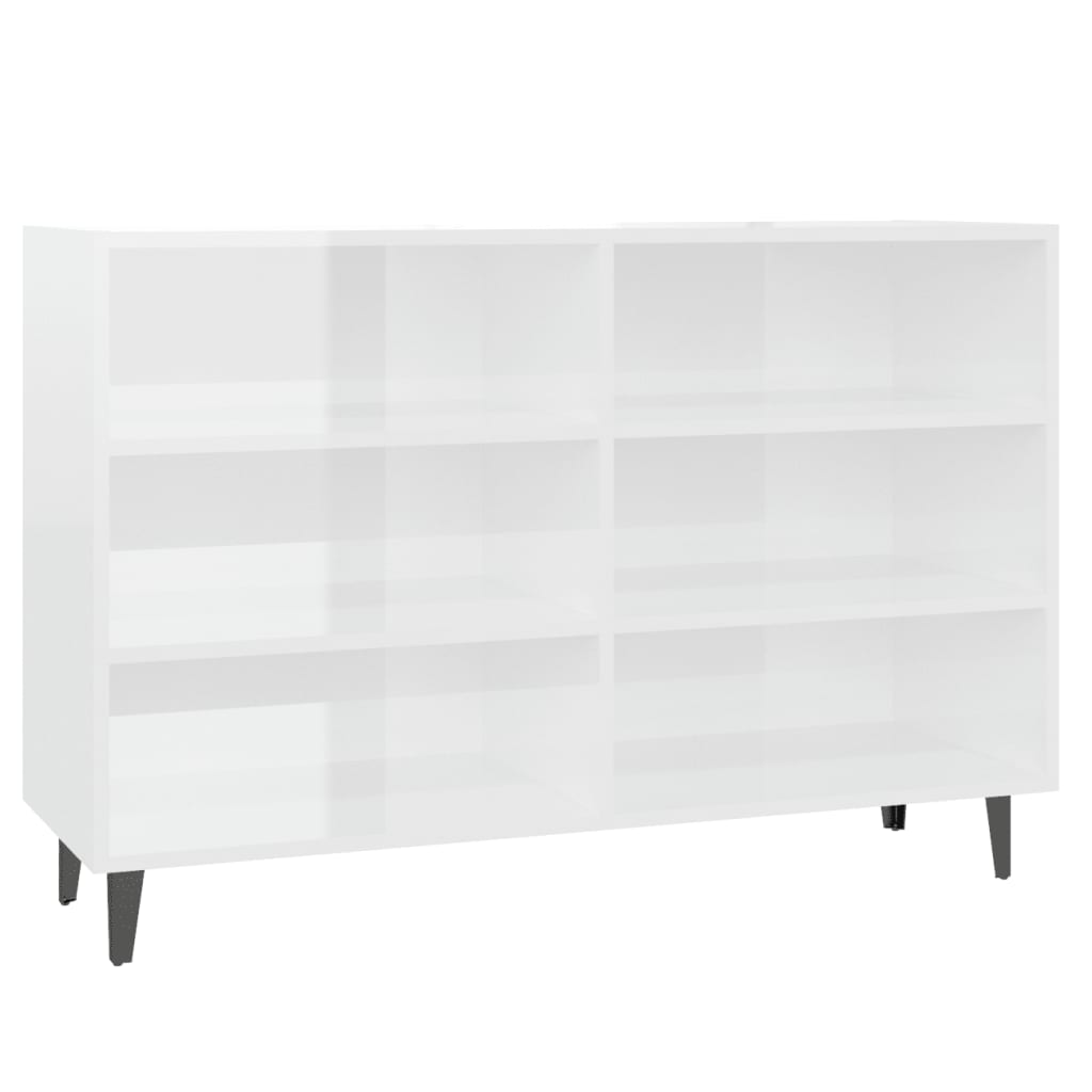 Credenza Bianco Lucido 103,5x35x70 cm in Legno Multistrato - homemem39