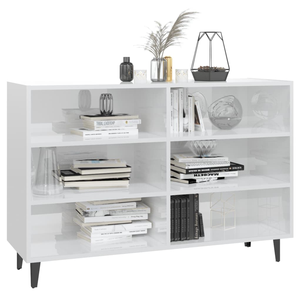 Credenza Bianco Lucido 103,5x35x70 cm in Legno Multistrato - homemem39