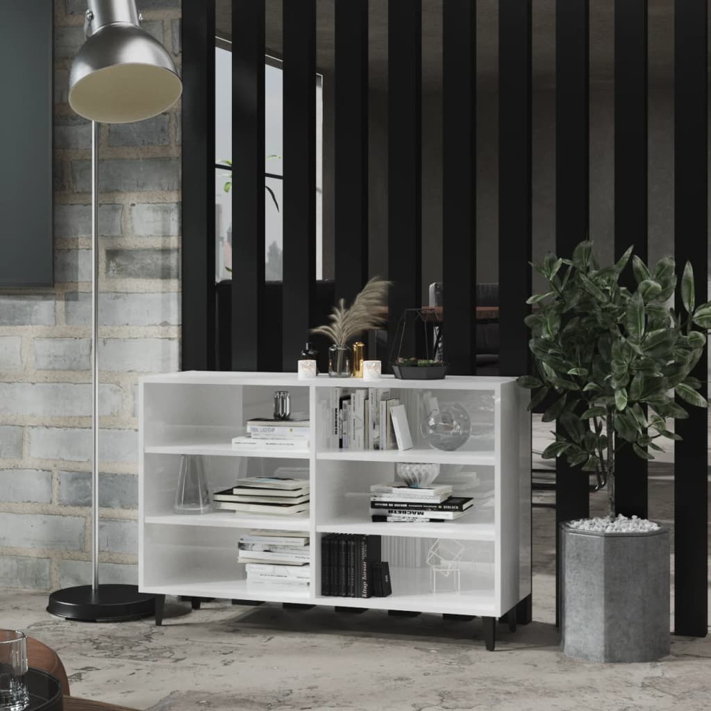 Credenza Bianco Lucido 103,5x35x70 cm in Legno Multistrato - homemem39