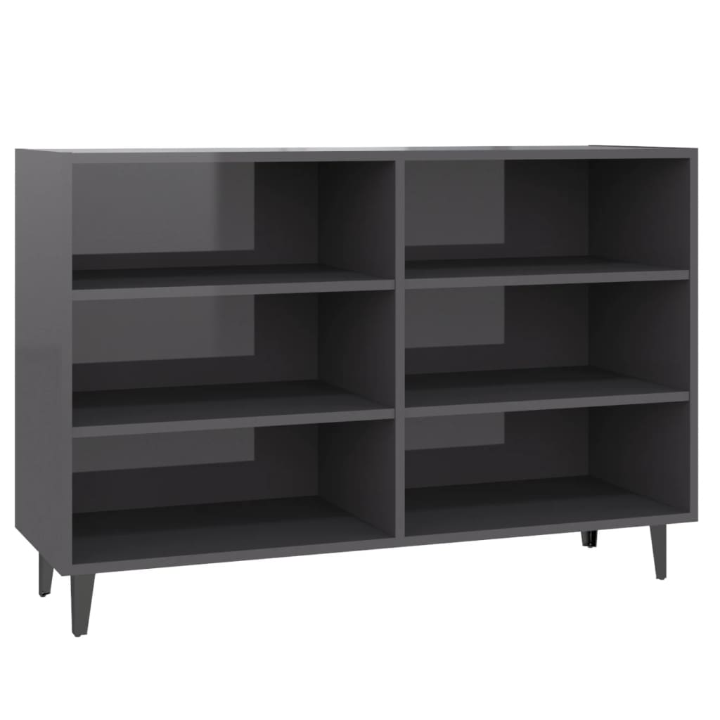 Credenza Grigio Lucido 103,5x35x70 cm in Legno Multistrato - homemem39