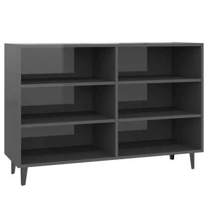 Credenza Grigio Lucido 103,5x35x70 cm in Legno Multistrato - homemem39