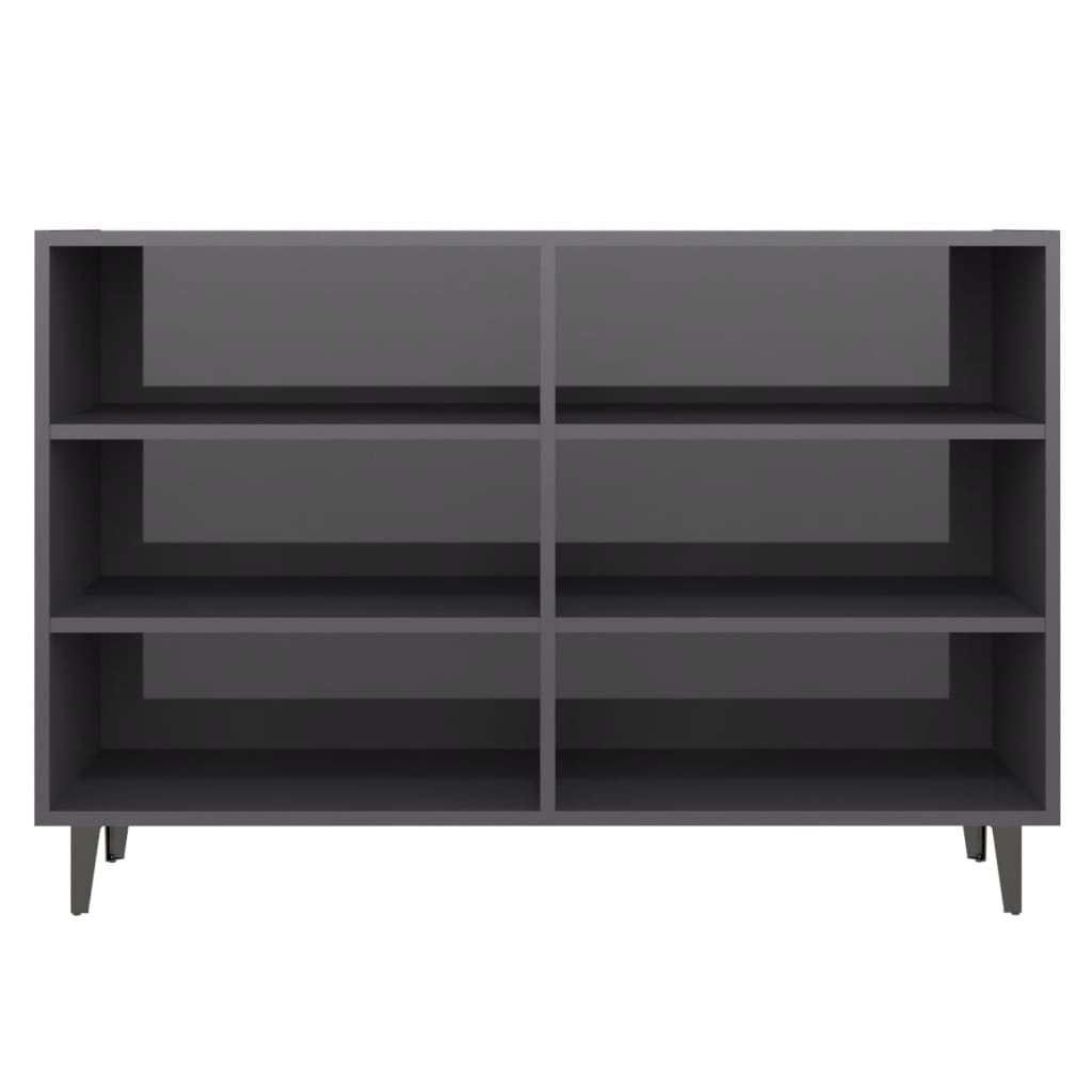 Credenza Grigio Lucido 103,5x35x70 cm in Legno Multistrato