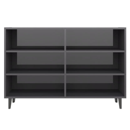 Credenza Grigio Lucido 103,5x35x70 cm in Legno Multistrato