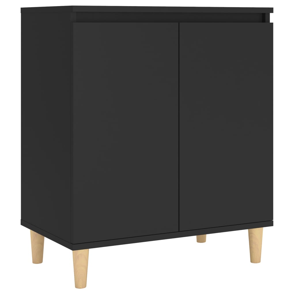 Credenza con Gambe Legno Massello Nera 60x35x70 cm Multistrato - homemem39