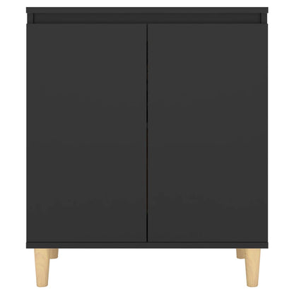 Credenza con Gambe Legno Massello Nera 60x35x70 cm Multistrato - homemem39