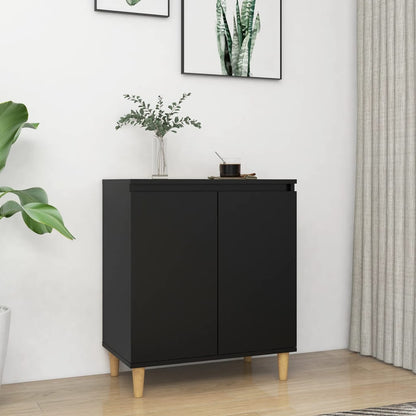 Credenza con Gambe Legno Massello Nera 60x35x70 cm Multistrato - homemem39
