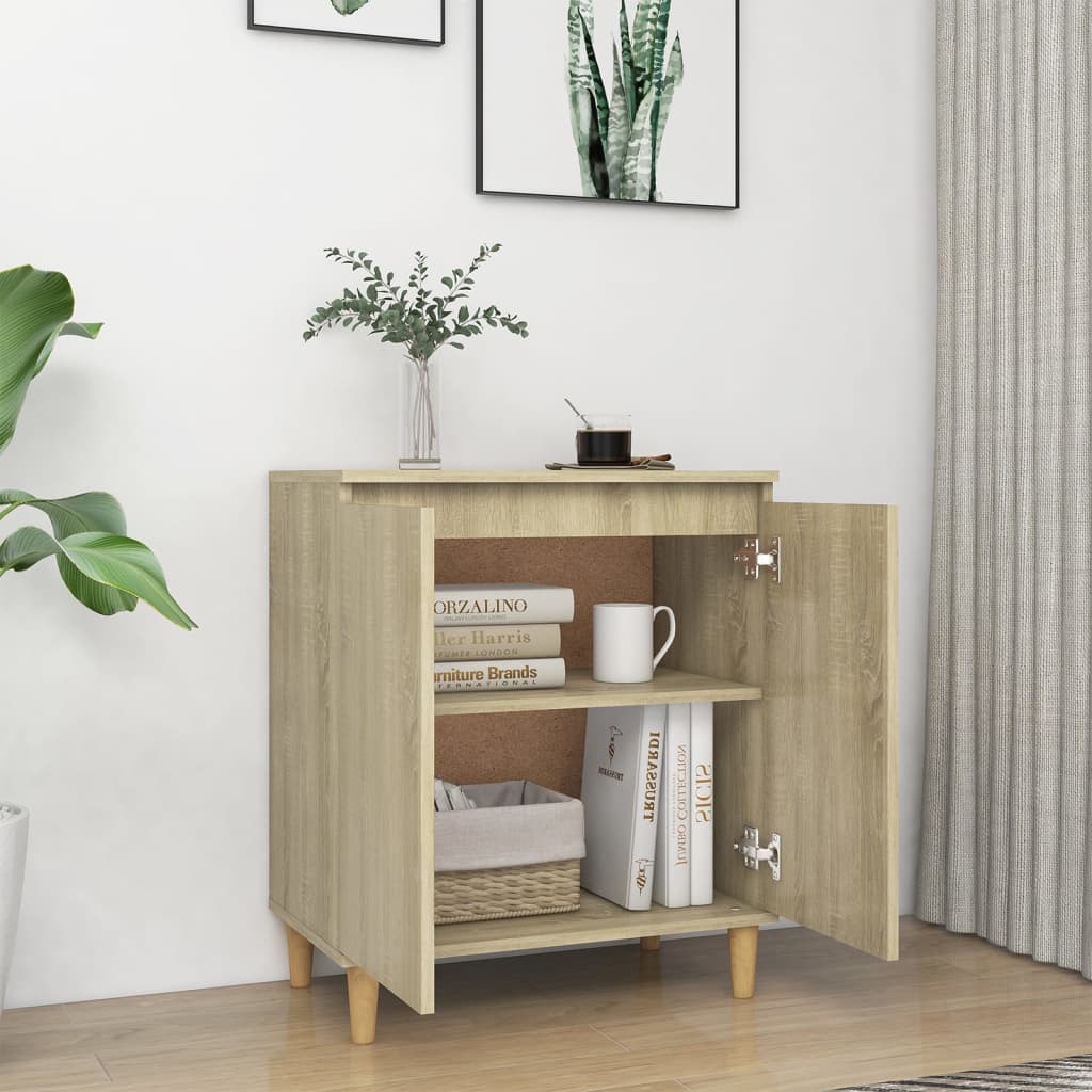 Credenza con Gambe Legno Massello Sonoma 60x35x70cm Multistrato - homemem39