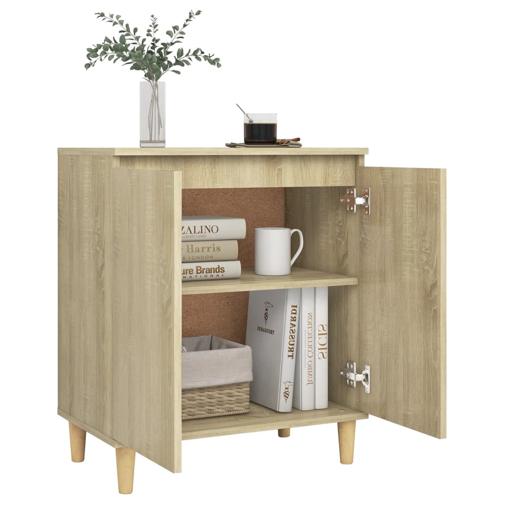 Credenza con Gambe Legno Massello Sonoma 60x35x70cm Multistrato - homemem39