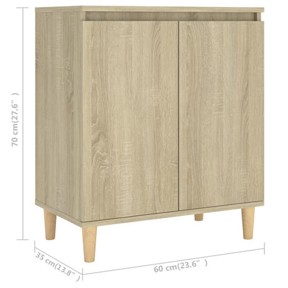 Credenza con Gambe Legno Massello Sonoma 60x35x70cm Multistrato - homemem39