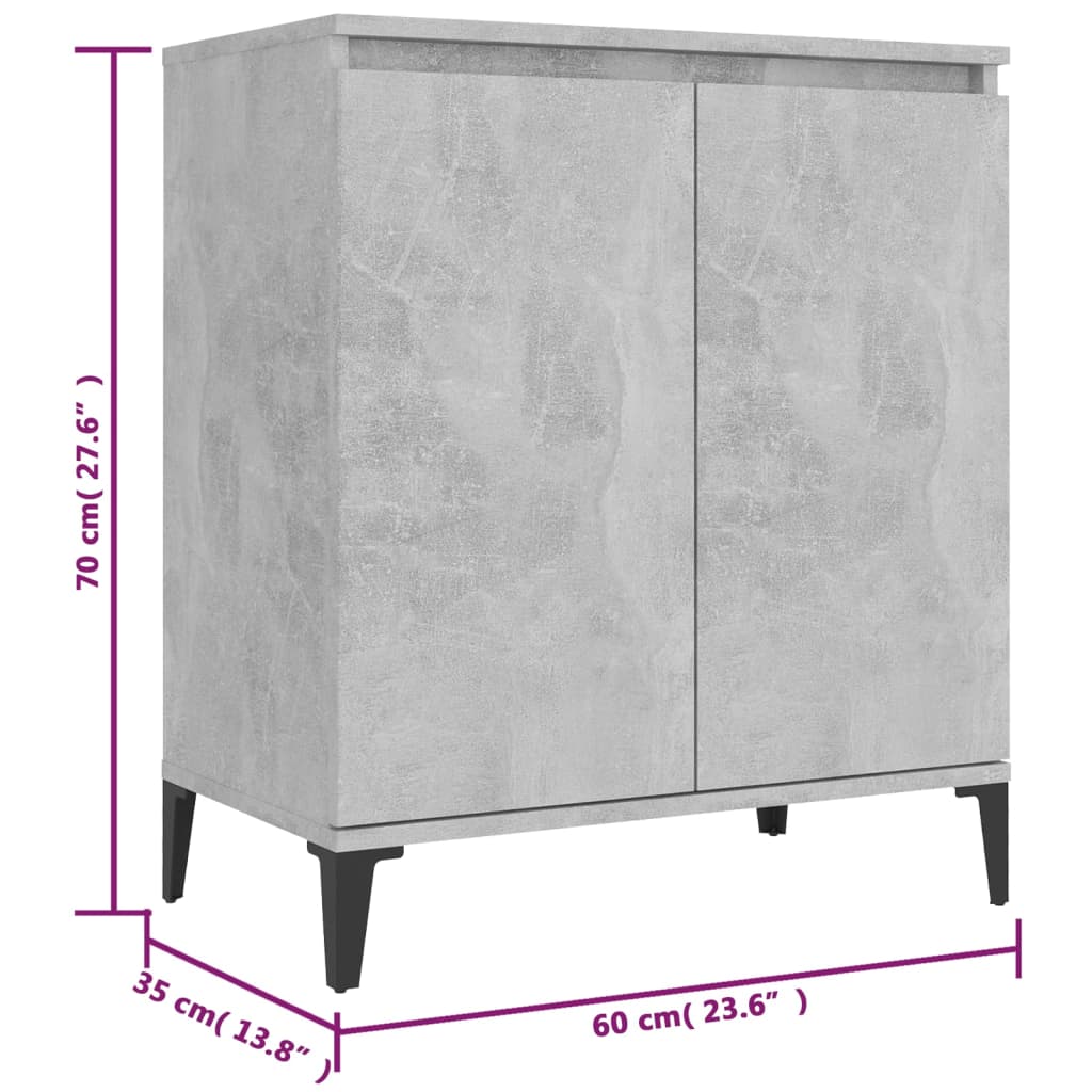 Credenza Grigio Cemento 60x35x70 cm in Legno Multistrato - homemem39