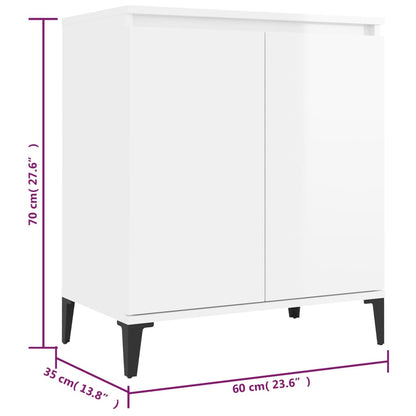Credenza Bianco Lucido 60x35x70 cm in Legno Multistrato - homemem39