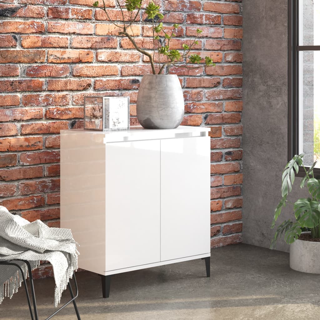 Credenza Bianco Lucido 60x35x70 cm in Legno Multistrato - homemem39