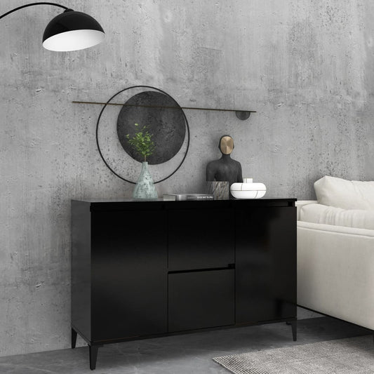 Credenza Nera 102x35x70 cm in Legno Multistrato - homemem39