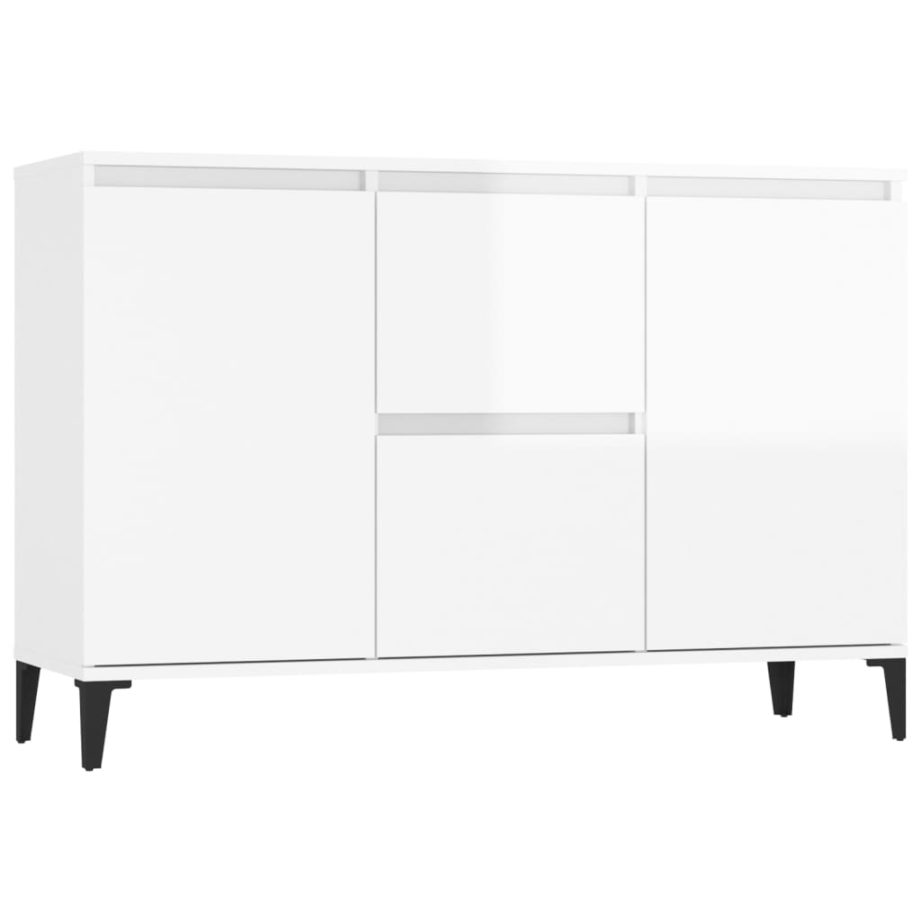 Credenza Bianco Lucido 104x35x70 cm in Legno Multistrato