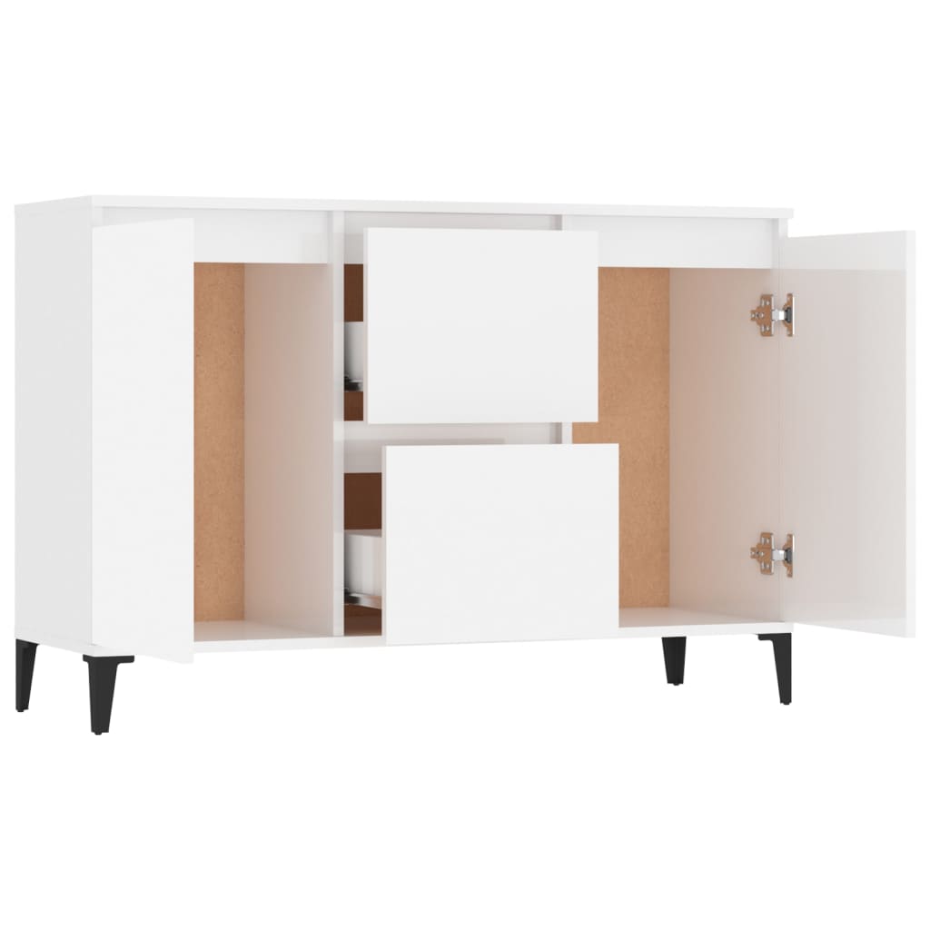 Credenza Bianco Lucido 104x35x70 cm in Legno Multistrato