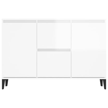 Credenza Bianco Lucido 104x35x70 cm in Legno Multistrato