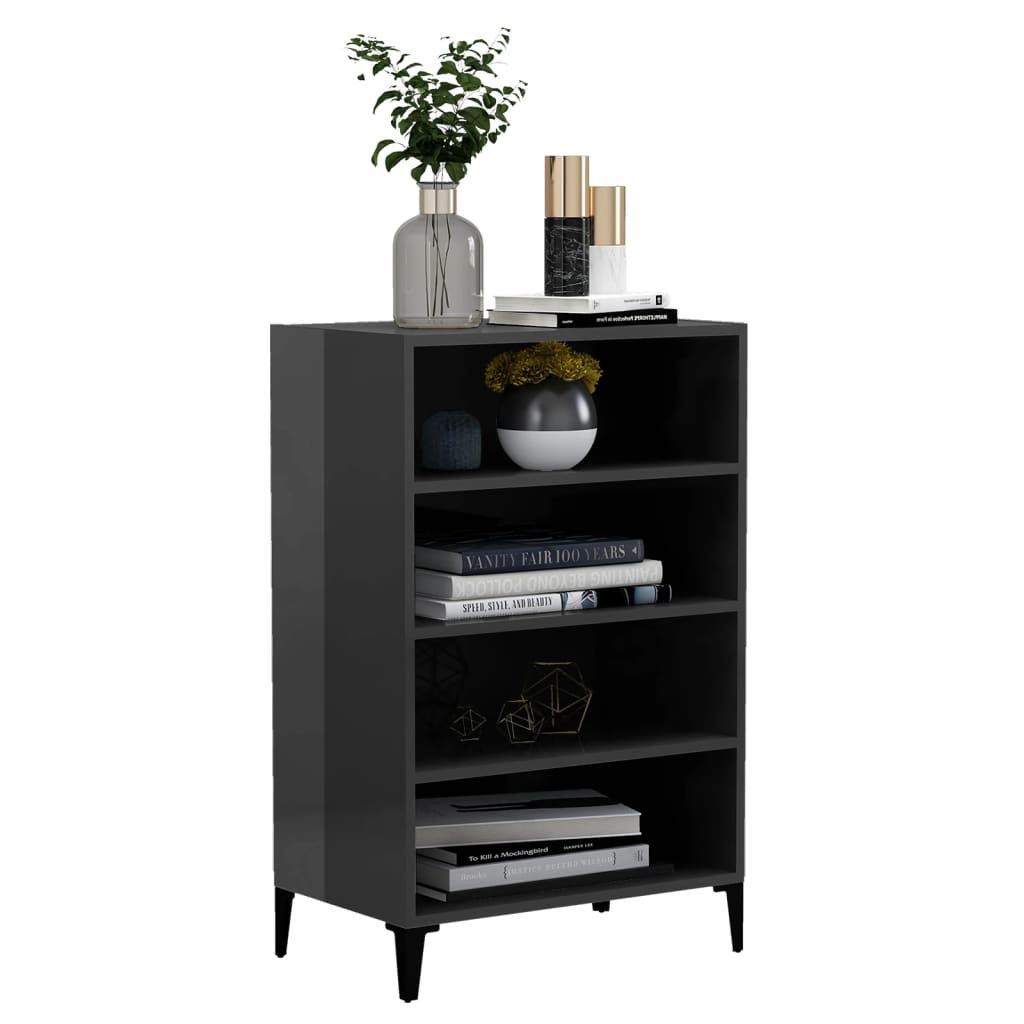 Credenza Grigio Lucido 57x35x90 cm in Legno Multistrato - homemem39